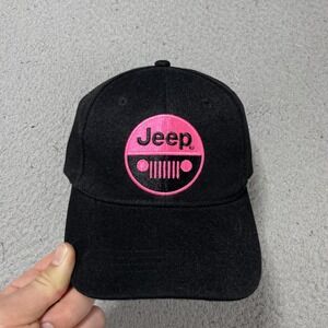 Jeep Hat Cap Strap Back One Size Mens Black Pink Logo Open Road Brands
